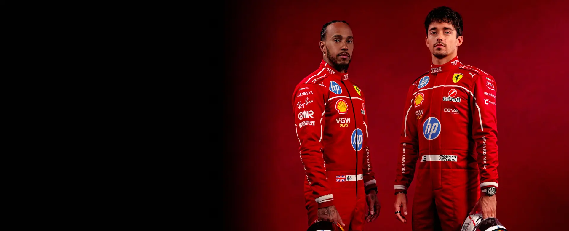 Scuderia Ferrari HP — two F1 drivers against team red