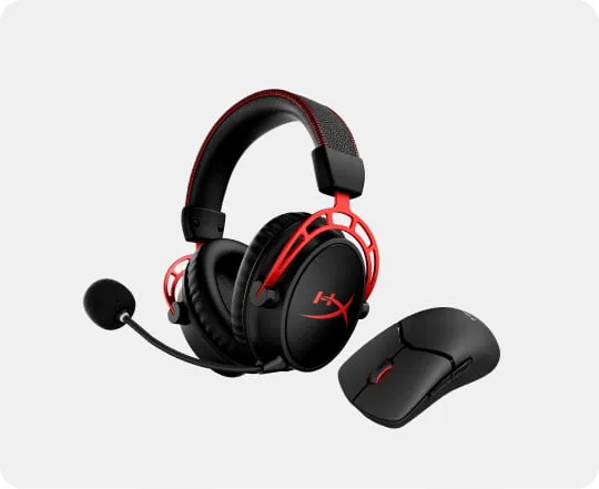 HyperX gaming headset and mouse resting on the corridor shelf